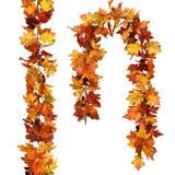 DearHouse 2 Pack Fall Garland Maple Leaf, 5.9Ft/Piece Hanging Vine Garland Artificial Autumn Foliage Garland Thanksgiving Decor for Home Wedding Fireplace Party Christmas (Light Yellow)