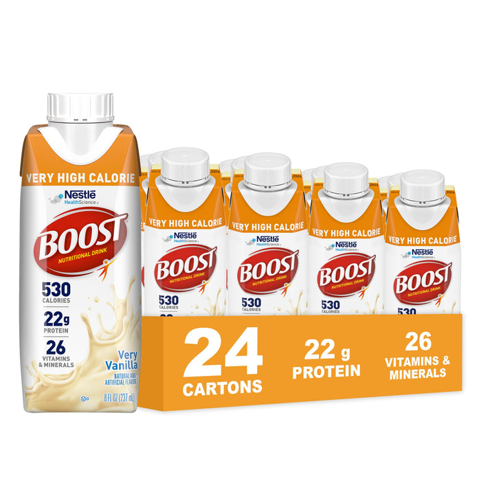 BOOST Very High Calorie Nutritional Drink, Very Vanilla, 8 FL OZ, 24 pk