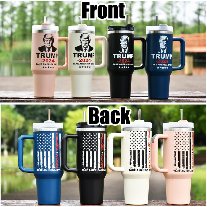 Icesip 40 oz Trump mug coffee Tumbler with Lid and Straw, Donald Trump Merchandise, 40oz Stainless Steel Travel Coffee Cup, Vacuum Insulated Mug for Hot and Cold Drinks, White 1pcs