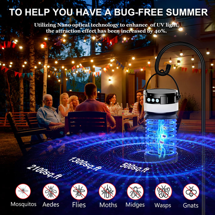 Solar Bug Zapper Outdoor Waterproof fly traps for indoors mosquito zapper gnat killer indoor wasp trap (blue-4400V)