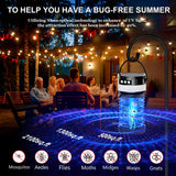 Solar Bug Zapper Outdoor Waterproof fly traps for indoors mosquito zapper gnat killer indoor wasp trap (blue-4400V)