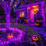 JMEXSUSS 250 LED Halloween String Lights, 91.5ft Purple Halloween Lights Outdoor Waterproof, 8 Lighting Modes Connectable Christmas Tree Lights for Yard Patio Party Holiday Decorations