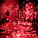 TW SHINE Red Solar String Lights Outdoor, Total 80 FT 240 LED Solar Powered Waterproof Fairy Lights 8 Modes Copper Wire Lights for Christmas Party Tree Wedding Yard Decorations, 2 Pack