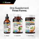 Panax Ginseng Capsules - Organic Korean Ginseng Pills - Natural Energy Supplement - Immune Support - Vegan Caps 1600 mg Serving