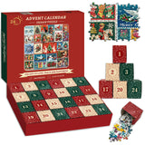 Advent Calendar 2024 Christmas Puzzles for Adults 1000 Pieces, Countdown Calendar Christmas Stamp Puzzle, 24 Days of Christmas Advent Calendar Vintage Holiday Jigsaw Puzzles