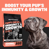 Bully Max 2-in-1 Puppy Soft Chews for Immunity & Growth - Puppy Dog Food Supplements and Vitamins for Health & Immune Support - Essential Dog Multivitamin for All Breeds, Small & Large Breed Puppies