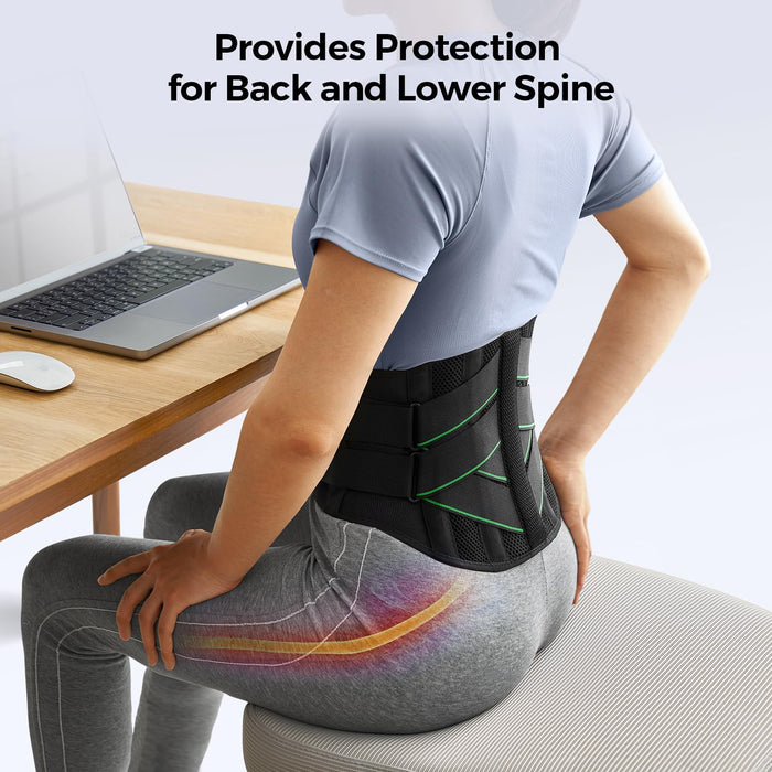 FREETOO Back Brace for Men Lower Back Pain with 7 Metal Stays, for Sciatica, Herniated Disc, Scoliosis and More Pain Relief! Breathable Back Support Belt for Women Work with Soft Pad, Lightweight