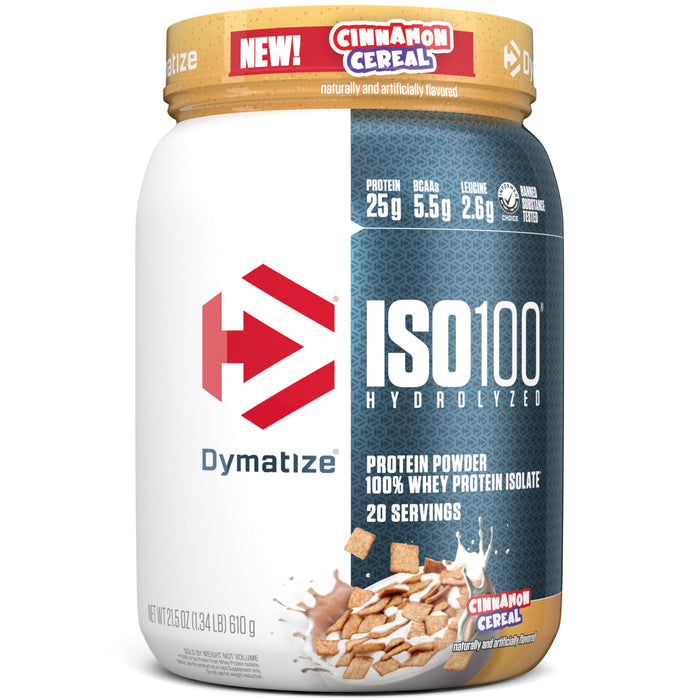 Dymatize ISO100 Hydrolyzed Protein Powder, 100% Whey Isolate, Cinnamon Cereal, 20 Servings, Gluten-Free