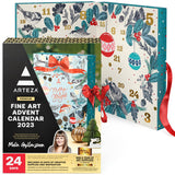 Arteza Advent Calendar 2023 (Fine Art, 24 Days) Art Supplies Holiday Gift for Adults, Includes Acrylic, Oil, Gouache Watercolor Paints, Chrome Markers