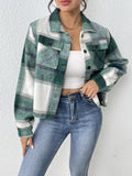 Zeagoo Shacket Jacket Women Flannel Cropped Wool Blend Plaid Button Down Shirt Christmas Fall Jackets Coat