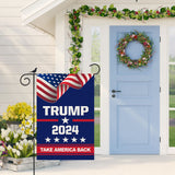 ANOER Donald Trump 2024 Take America Back Decorative Garden Flag Double Sided 12 x 18 Inch Outside Yard Lawn Decor