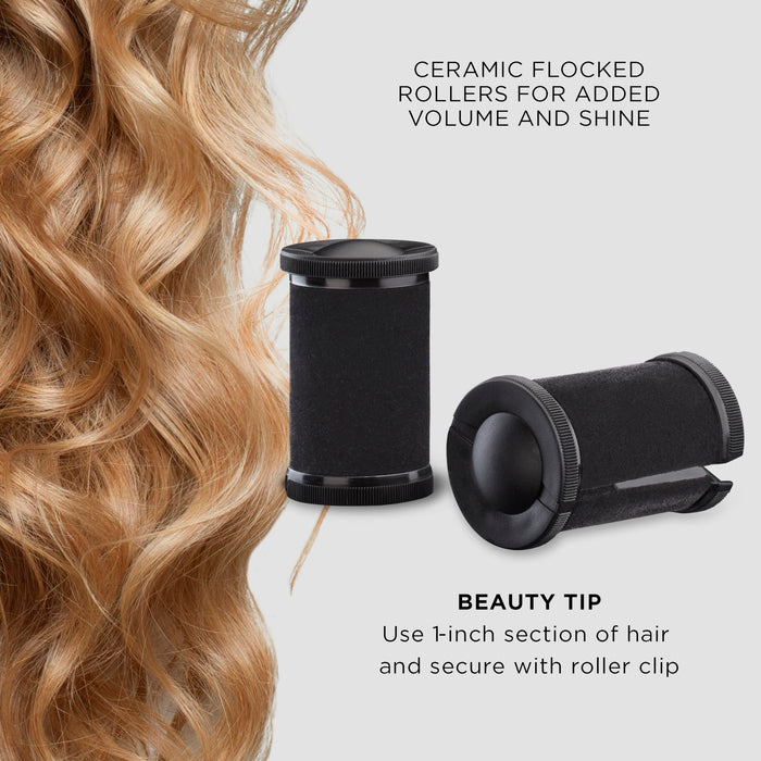 Conair Ceramic 1 1/2-inch Hot Rollers, Super Clips Included, Create Big Bouncy Curls, Black - Amazon Exclusive