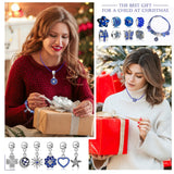 MJartoria Advent Calendar 2024 for Women - Blue Jewelry Set Christmas Countdown-Inclued Blue Snowflake Metal Charms Beads DIY Necklaces Bracelets Making Kit Jewelry Surprise Gifts