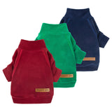 Fitwarm 3 Pack Classic Fleece Dog Sweater, Christmas Dog Winter Clothes for Small Dogs Boy Girl, Holiday Pet Apparel, Burgundy Red, Green, Navy Blue, Medium