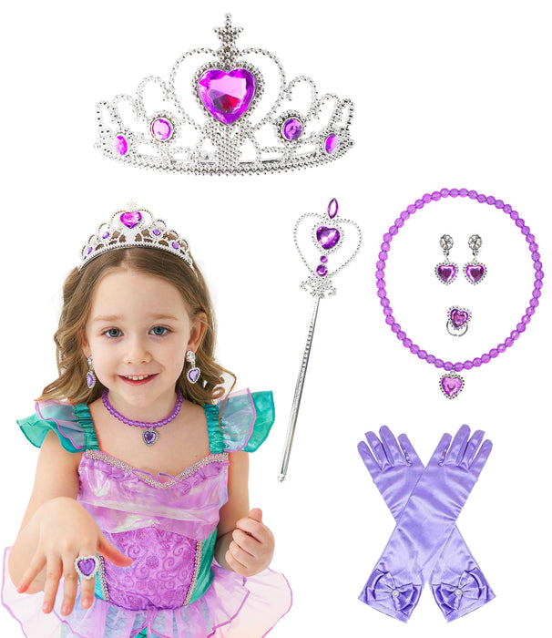 Esvaiy Mermaid Costume for Girls Halloween Birthday Princess Toddler Kids Costumes Mermaid Dress (Purple-green, 4Y)