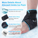 Atsuwell Ankle Ice Pack Wrap 2 Packs, Reusable Gel Ice Pack for Foot Ankle Heel, Cold Compress Therapy for Pain Relief, Injuries, Achilles Tendonitis, Swelling, Sprained Ankles and Heels