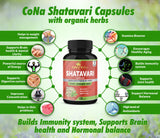 Cona Nature Organic Shatavari Powder Capsules 2250MG with Ashwagandha, Brahmi Extract | Support Women Health, 120 Vegan Capsules