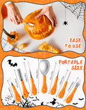 Greatever Halloween Pumpkin Carving Kit,Professional and Heavy Duty Stainless Steel Tools,Pumpkin Carving Set with12 Pumpkin Stencils Carrying Case(7pcs)