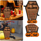 Dempiire Halloween Advent Calendar Halloween Coffin Calendar Halloween Calendar Coffin Bats Pumpkins Ghosts Countdown Calendar for Gifts Table Home Decor (A)