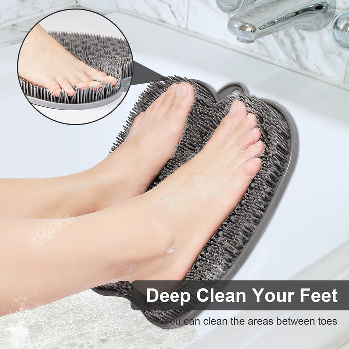 HONYIN XL Size Large Shower Foot Scrubber Mat- Cleans，Exfoliation，Massages Your Feet Without Bending, Foot Circulation & Relieve Tired Feet, Foot Scrubber for Use in Shower with Non-Slip Suction Cups