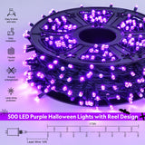 JMEXSUSS 500 LED Purple Halloween Lights, 173ft 8 Modes Halloween String Lights Outdoor Waterproof, Green Wire Purple LED Christmas Lights Outdoor for Indoor Christmas Halloween Decorations