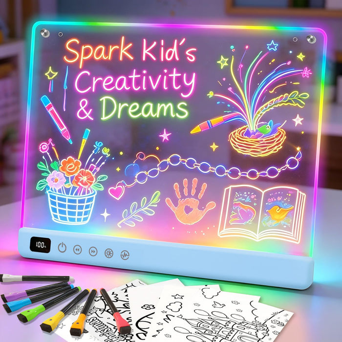Lumiboard Led Drawing Board with 13 Light Effects, 16" Rechargeable Glow Doodle LED Note Board with Colors, Neon Light Up Drawing Tablet Gifts for Kids for Easter Birthday Christmas Gift Ideas
