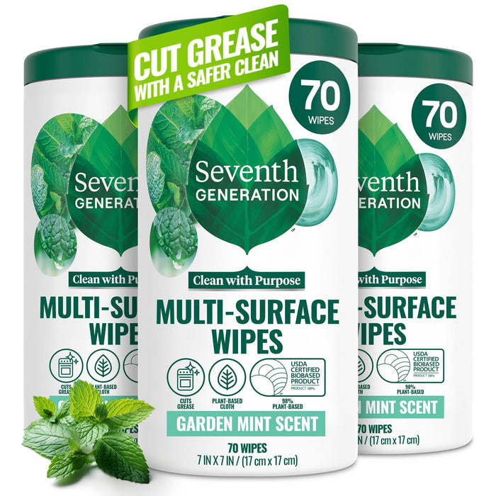 Seventh Generation, Multi-Surface Wipes, Garden Mint scent, 70 Wipes