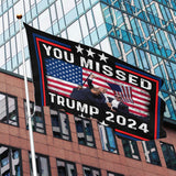 Sicrvos You Missed Trump 2024 Flags 3x5 Outdoor Unique Tapestry For Living Room Wall Art For Parties 3x5 Ft, Birthday Gifts For Friends