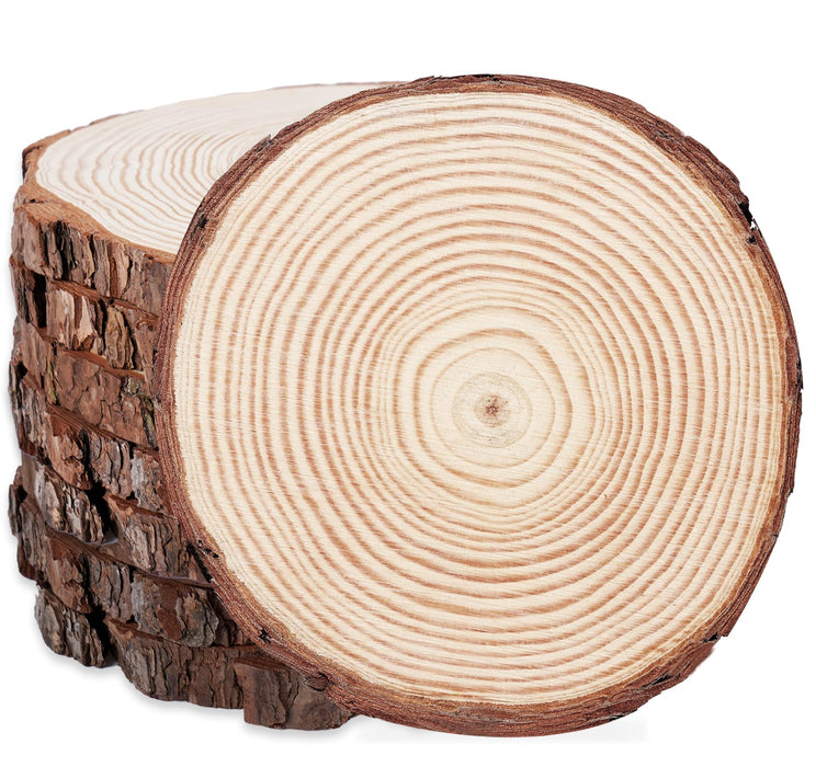 ilauke 8Pcs 9-10inch Natural Wood Slices for Centerpieces, Large Unfinished Wood Circles Round Wooden Centerpieces for Tables/Wedding/Christmas/Party/Home Decoration/DIY Crafts