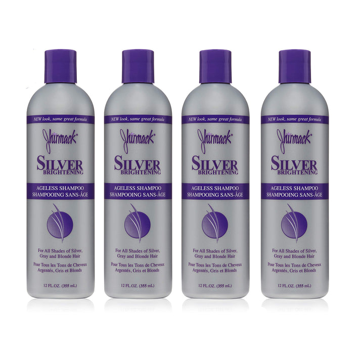 Jhirmack Silver Brightening Purple Shampoo Set of 4 for all types of silver, grey, and blonde hair