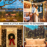 suddus Curtain Lights for Bedroom, 200 Led Hanging String Lights Outdoor, Fairy Curtain Lights Indoor for Dorm, Christmas, Wall, Backdrop, Window, Wedding, Party, Brithday Decor, Warm White