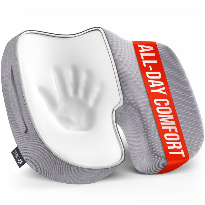 5 STARS UNITED Seat Cushion for Tailbone Pain Relief – Memory Foam Lifting Pillow for Coccyx, Hip, Hemorrhoid, Sciatica & Post-Surgery Recovery – Wheelchair, Car, Desk, Gaming & Office Chairs, L Gray