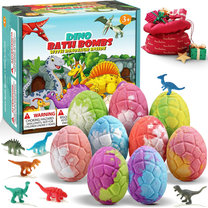 Qivatex Bath Bombs for Kids with Dinosaur Toys Inside, Natural Organic