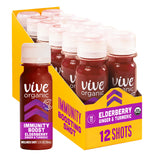 Vive Organic Immune Support Elderberry Shot, Cold-Pressed Turmeric & Ginger, Gluten Free, Vegan, Immunity Boost Elderberry, 2 Fl Oz (Pack of 12)