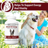 Vet Classics Blood & Energy Support for Dogs, Supports Endurance with Spirulina, Yellow Dock, & Alfalfa Support Formation of Hemoglobin and Myoglobin, 120 Chewable Tablets
