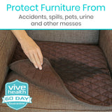 Sures Waterproof Chair Pads for Incontinence (22" x 21") - Washable, Waterproof Seat Protector - Chair Protector Seat Cover - Absorbent Incontinence Pad for Bed, Seat Car Wheelchair & Recliner (Brown)