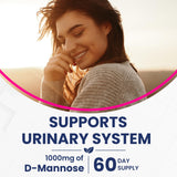 D-Mannose 1000mg Capsules with Cranberry Hibiscus and Dendelion 120 Pills 2 Month Supply for Urinary Tract UTI Support D Mannose 500mg Per Capsule Natural Urinary Tract Cleanse and Powder Alternative
