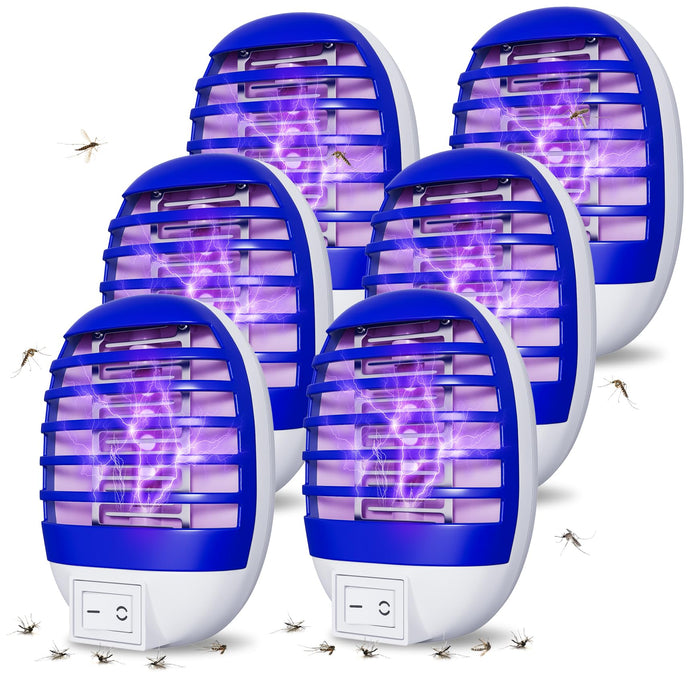 6 Pack Plug in Bug Zapper Indoor Flying Insect Trap, Electronic Mosquito Zapper Gnat Traps with LED Light for Patio, Bedroom, Kitchen, Office