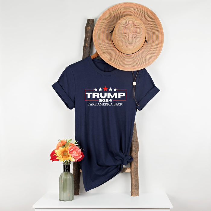 Trump 2024 Take America Back T-shirt, Navy Shirt for Women and Men, Political Shirt, Vote Trump Shirt, Trump Tee Shirts Men and Women, Trump Apparel, Election Shirt