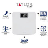 Taylor Digital Scale for Body Weight, High 400 LB Capacity, Easy to Read Readout Display with Silver Bezel Accent, Durable Platform, White