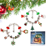 Christmas Advent Calendar Bracelets 2024 for Girls 24 Days Xmas Countdown Calendar DIY Jewelry Making Kit Gift 22 Charm Beads 2 Bracelets for Kids Teens Women