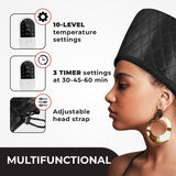 Hair Steamer For Natural Hair Home Use w/10-level Heats Up Quickly, Heat Cap For Deep Conditioning - Thermal Steam Cap For Black Hair, Great For Deep Conditioner (Black)