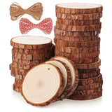 Fuyit Natural Wood Slices, 30 Pcs 3.1-3.5 Inch Unfinished Predrilled Wooden Circles Tree Slice with Hole for DIY Arts Craft Christmas Ornaments