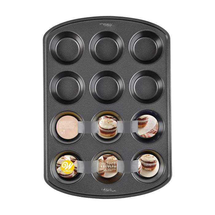 Wilton Perfect Results Premium Non-Stick Cupcake Pan, 12-Cup Muffin Tin, Steel Baking Supplies