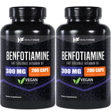 Healthfare Benfotiamine 300mg | 200 Capsules | Fat Soluble Thiamine Vitamin B1 | Supports Overall Health | Non-GMO | Gluten Free (2-Pack)