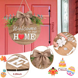 Interchangeable Welcome Home Sign, Seasonal Front Porch Door Decor With 21 Changeable Icons for Halloween /Christmas/Independence Day, Rustic Wood Wreaths Wall Hanger for Housewarming Gift (12in)