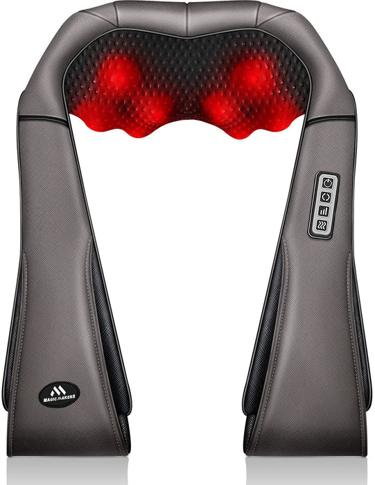 MagicMakers Neck Massager with Heat Gifts for Women, Men, Dad, Mom, Family, Friend, Mothers Day, Fathers Day, Christmas, Shiatsu Kneading Back Neck Massager for Shoulder, Pain Relief, Muscle Soreness