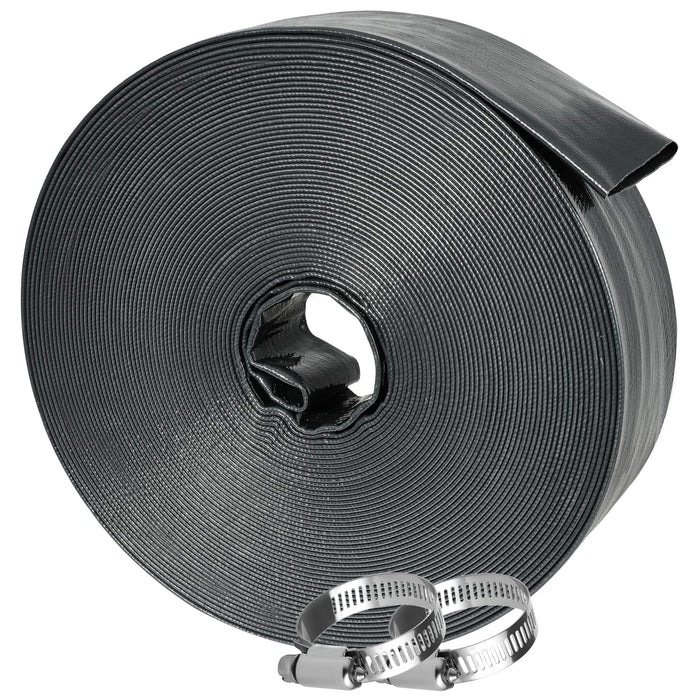 Sepetrel Pool Backwash Hose 1.5 Inch x 100 Feet | Heavy Duty Burst Resistant & Weatherproo Lay Flat Discharge Hose for Pool Sand Filter, Sump Pump, Inground & Above Ground Pools,Includes 2 Clamps