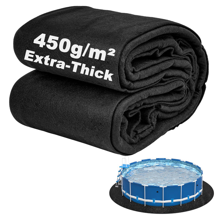 Abimars Pool Liner Pad for Above Ground Pools, 15 FT Round Extra-Thick Pool Mat, Seamless Comfort Underfoot, Puncture-Resistant Industrial-Grade Black Synthetic Fiber Pad