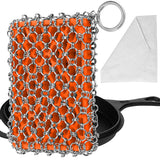 Most Flexible Cast Iron Scrubber, 316L Cast Iron Cleaner Chainmail Scrubber, Chain scrubber for Cast Iron Pans, Pots, Skillets, Chain Mail Scrubbing Pad Scrub for Cast-iron, Cast Iron Cleaning